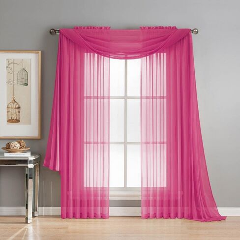 3 Piece Sheer Panel (2 Pieces 58" x 84") and Scarf Window (1 Pieces 37" x 216") Curtain Combo Set (Black) in Saudi Arabia