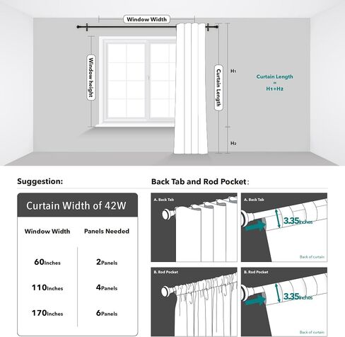 Deconovo Blackout Curtains Back Tab and Rod Pocket Curtains Insulated Thermal Room Darkening Drapes for Bedroom 52Wx84L Inch Teal 2 Panels in Kuwait