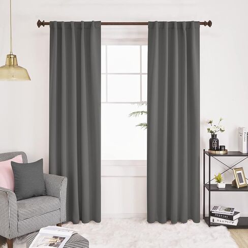 Deconovo Blackout Curtains Back Tab and Rod Pocket Curtains Insulated Thermal Room Darkening Drapes for Bedroom 52Wx84L Inch Teal 2 Panels in Kuwait
