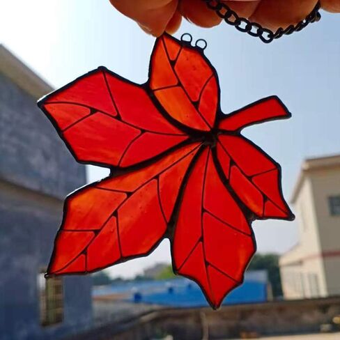 Maple Leaves Suncatcher for Window,Stained Glass Window Hanging, Home Decorations,Fall Leaves Decor, Gifts for Women… in Kuwait