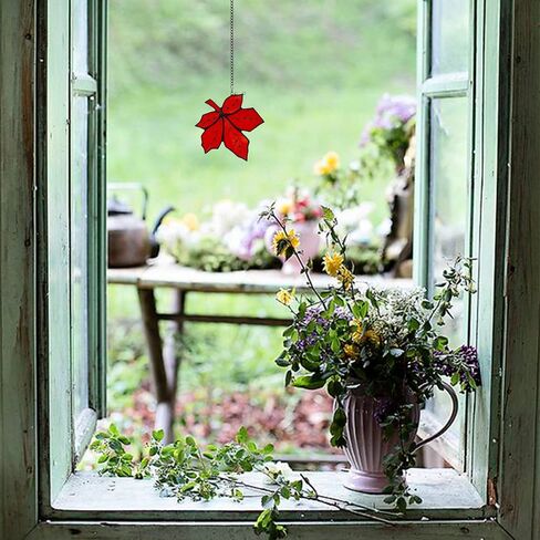 Maple Leaves Suncatcher for Window,Stained Glass Window Hanging, Home Decorations,Fall Leaves Decor, Gifts for Women… in Kuwait