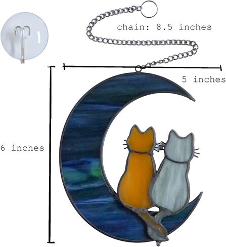Stained Glass Window Hanging Suncatchers Blue Wall Art - Element Earth Tones Modern Design Home Decor Or Garden Decoration in Kuwait