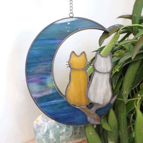 Stained Glass Window Hanging Suncatchers Blue Wall Art - Element Earth Tones Modern Design Home Decor Or Garden Decoration in Kuwait