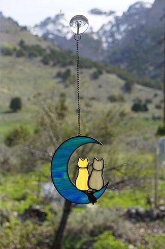 Stained Glass Window Hanging Suncatchers Blue Wall Art - Element Earth Tones Modern Design Home Decor Or Garden Decoration in Kuwait