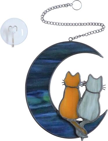 Stained Glass Window Hanging Suncatchers Blue Wall Art - Element Earth Tones Modern Design Home Decor Or Garden Decoration in Kuwait