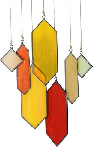 Stained Glass Window Hanging Suncatchers Blue Wall Art - Element Earth Tones Modern Design Home Decor Or Garden Decoration in Kuwait