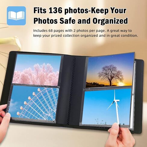 ألبوم صور مقاس 4 × 6 يحمل 136 صورة، وغطاء جلدي لألبوم صور مقاس 4 × 6 مع نافذة أمامية، وكتاب صور مقاس 4 × 6 مع صفحة داخلية سوداء، وكتاب صور مقاس 4 × 6 للأطفال وحفلات الزفاف والأسرة والأطفال (أبيض) in Kuwait