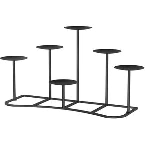 smtyle Christmas DIY 6 Fireplace Candle Candelabra Candleholder Mantle Decor for Flameless or Wax Pillar Candles Stand with Black Iron Decoration on Desk or Floor