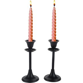 Set of 2 Decorative Black Candlestick Holders.Premium Grade (Medium)