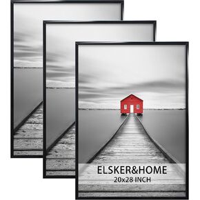 ELSKER&HOME 8x24 Poster Frame 3 Pack, Black Picture Frame for Horizontal or Vertical Wall Mounting, Sturdy and Scratch-proof