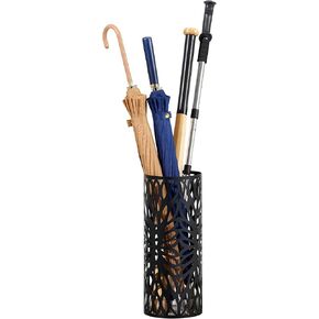 Umbrella Holder, Metal Umbrella Stand for Entryway, Umbrella Organizer with a Detachable Drip Tray, 6.7 x 6.7 x 16 Inches, Reinforced Solid Base, Black