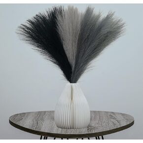 9 Pcs 45" Faux Dried Pampas Grass Tall Decor, Fluffy Fake Long Pompas Artificial Black Grey Gray Pompous Stems Bouquet Flower Arrangement Vase Filler for Boho Home Wedding Decoration in Saudi Arabia