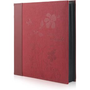 Golden State Art, Large Photo Album Holds 600 4x6 Photos(3 Horizontal and 2 Vertical Per Page )Embossed Leather Cover for Family Wedding Baby Vacation Graduation(Overall Size:12.3 x 13.2 inches,Black)