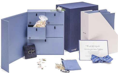 Savor | Deluxe Personalized Wedding Keepsake Box | Custom  Fabric Bound Acid-Free Keepsake and Memory Organizer with Labels for Wedding Day, Bridal Shower, Anniversary and Engagement Gifting in Kuwait