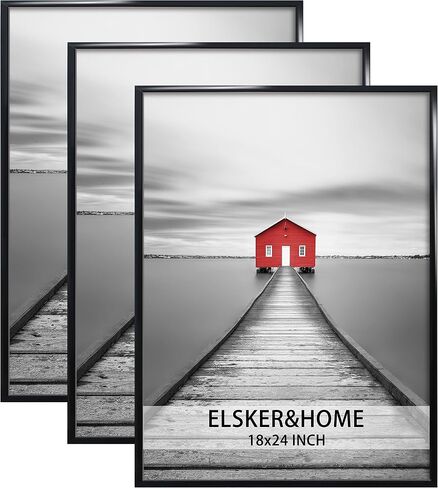 إطار ملصق ELSKER&HOME مقاس 18 × 24 مكون من 3 قطع، إطار صورة أسود للتركيب على الحائط أفقيًا أو رأسيًا، متين ومقاوم للخدش in Kuwait