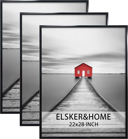 إطار ملصق ELSKER&HOME مقاس 18 × 24 مكون من 3 قطع، إطار صورة أسود للتركيب على الحائط أفقيًا أو رأسيًا، متين ومقاوم للخدش in Kuwait