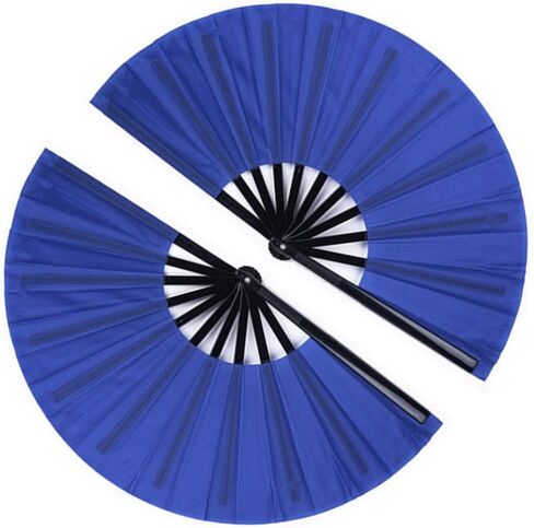2 Pack Large Folding Hand Fans Clack Handheld Fan for Party, Glitter Festival Hand Fan Large Rave Folding Hand Fan for Concert, Party, Festival, Halloween or Home Decorations(Black) in Kuwait