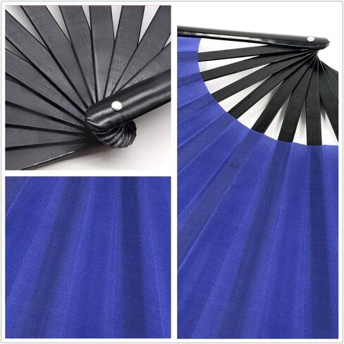 2 Pack Large Folding Hand Fans Clack Handheld Fan for Party, Glitter Festival Hand Fan Large Rave Folding Hand Fan for Concert, Party, Festival, Halloween or Home Decorations(Black) in Kuwait