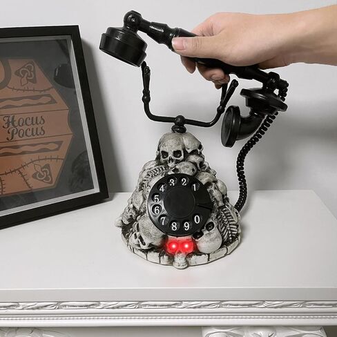 هواتف الهالوين ديكورات الهاتف العتيقة المخيفة مع هاتف بقرص دوار، للديكور الداخلي للهالوين، تمثال الطاولة، دعامات المنزل المسكون، هدايا الحفلات in Kuwait