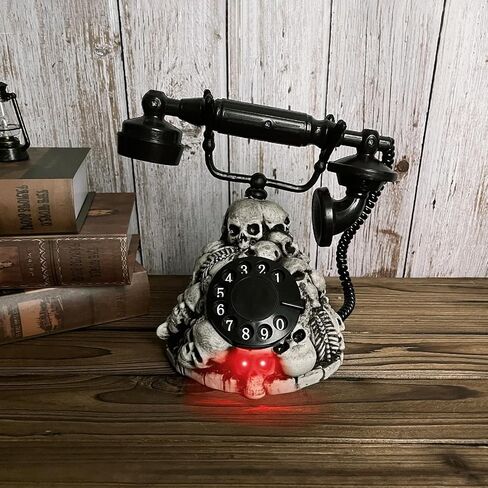 هواتف الهالوين ديكورات الهاتف العتيقة المخيفة مع هاتف بقرص دوار، للديكور الداخلي للهالوين، تمثال الطاولة، دعامات المنزل المسكون، هدايا الحفلات in Kuwait