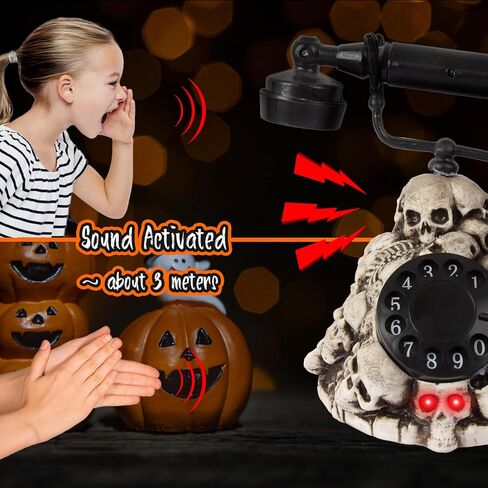 هواتف الهالوين ديكورات الهاتف العتيقة المخيفة مع هاتف بقرص دوار، للديكور الداخلي للهالوين، تمثال الطاولة، دعامات المنزل المسكون، هدايا الحفلات in Kuwait