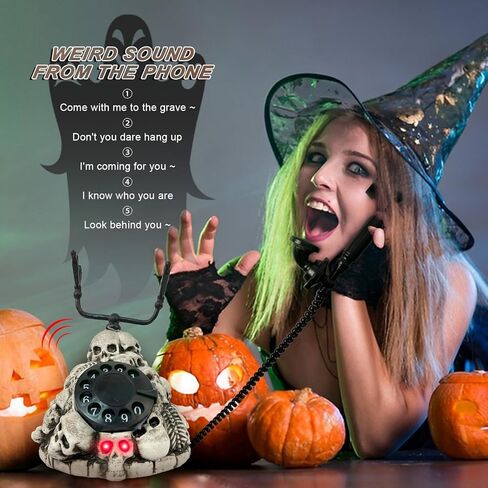 هواتف الهالوين ديكورات الهاتف العتيقة المخيفة مع هاتف بقرص دوار، للديكور الداخلي للهالوين، تمثال الطاولة، دعامات المنزل المسكون، هدايا الحفلات in Kuwait