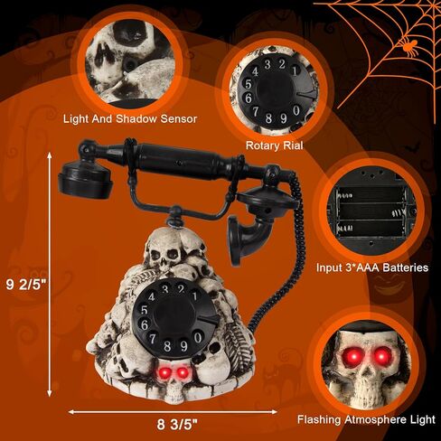 هواتف الهالوين ديكورات الهاتف العتيقة المخيفة مع هاتف بقرص دوار، للديكور الداخلي للهالوين، تمثال الطاولة، دعامات المنزل المسكون، هدايا الحفلات in Kuwait