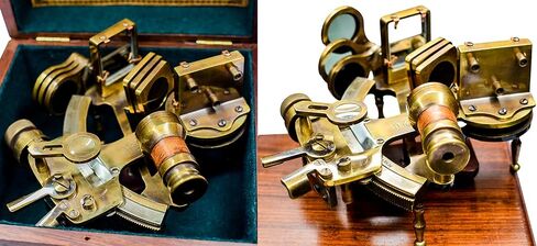 جهاز Sailor's Art Antique Brass Sextant من أجل التنقل Henry Barrow & CO بحري 6 بوصات مع صندوق خشبي in Kuwait