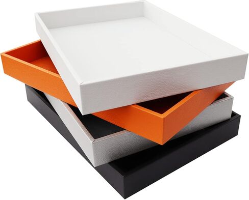 صينية ديكور MCBZHome، صواني جلدية، صواني المجوهرات، صواني العطور، صواني لطاولات السرير أو الخزانات، صواني تخزين طاولة القهوة (أسود) in Kuwait