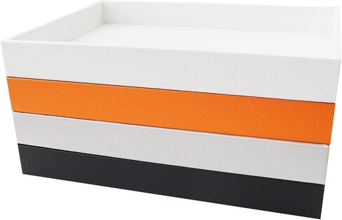 صينية ديكور MCBZHome، صواني جلدية، صواني المجوهرات، صواني العطور، صواني لطاولات السرير أو الخزانات، صواني تخزين طاولة القهوة (أسود) in Kuwait