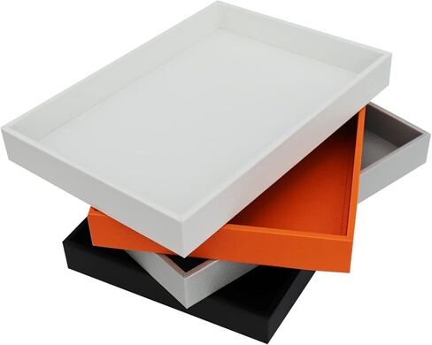 صينية ديكور MCBZHome، صواني جلدية، صواني المجوهرات، صواني العطور، صواني لطاولات السرير أو الخزانات، صواني تخزين طاولة القهوة (أسود) in Kuwait