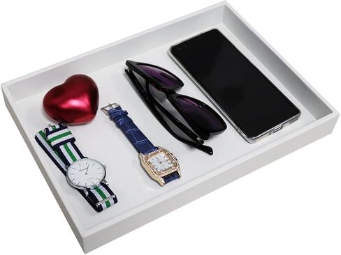 صينية ديكور MCBZHome، صواني جلدية، صواني المجوهرات، صواني العطور، صواني لطاولات السرير أو الخزانات، صواني تخزين طاولة القهوة (أسود) in Kuwait