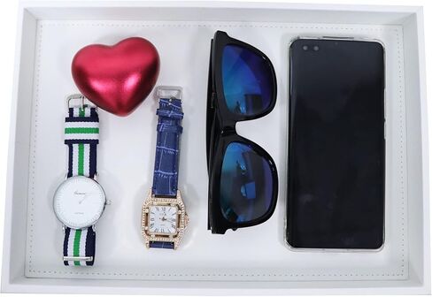 صينية ديكور MCBZHome، صواني جلدية، صواني المجوهرات، صواني العطور، صواني لطاولات السرير أو الخزانات، صواني تخزين طاولة القهوة (أسود) in Kuwait