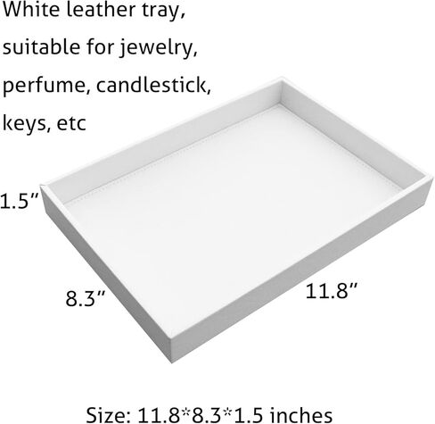 صينية ديكور MCBZHome، صواني جلدية، صواني المجوهرات، صواني العطور، صواني لطاولات السرير أو الخزانات، صواني تخزين طاولة القهوة (أسود) in Kuwait
