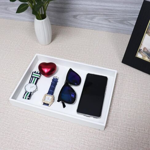 صينية ديكور MCBZHome، صواني جلدية، صواني المجوهرات، صواني العطور، صواني لطاولات السرير أو الخزانات، صواني تخزين طاولة القهوة (أسود) in Kuwait