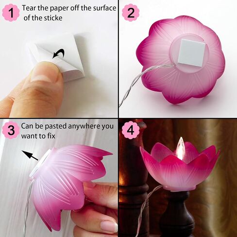 Diwali Gifts Electronic LED Diyas - Lotus Shaped Diya String Lights Diwali Pooja Item Indian Home Office Mandir Puja Decor, 10 Lotus Diyas per String, Battery Operated, Waterproof, Lasts 100+ Hours in Kuwait