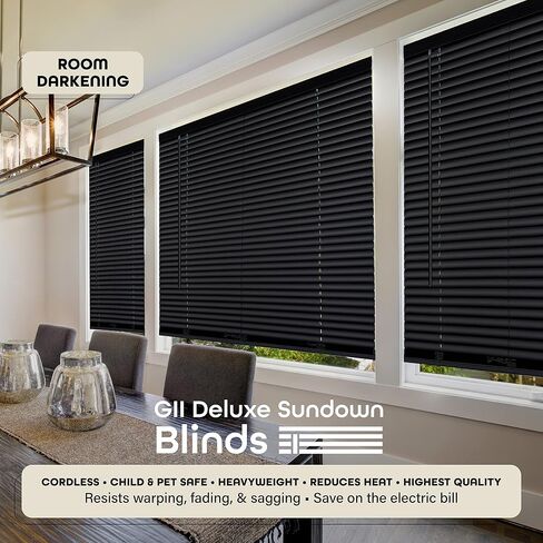 Cordless Room Darkening Mini Blind - 23 Inch Width, 64 Inch Length, 1" Slat Size - Alabaster - Cordless GII Deluxe Sundown Horizontal Windows Blinds for Interior by Achim Home Decor in Kuwait