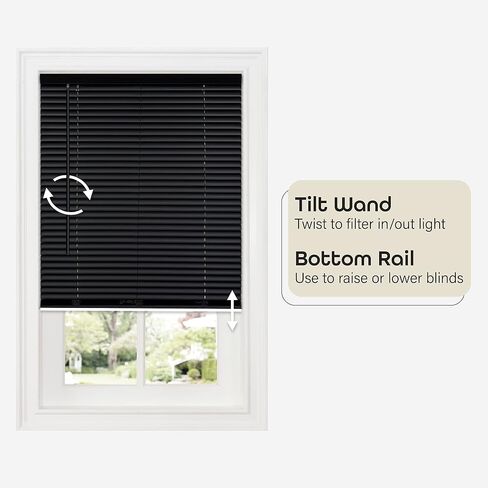Cordless Room Darkening Mini Blind - 23 Inch Width, 64 Inch Length, 1" Slat Size - Alabaster - Cordless GII Deluxe Sundown Horizontal Windows Blinds for Interior by Achim Home Decor in Kuwait