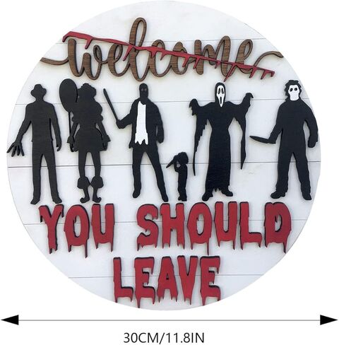 لافتة ترحيب للباب الأمامي المخيف ثلاثية الأبعاد لشخصيات فيلم رعب الهالوين، علامة ترحيب، علامة ترحيب رعب للباب الأمامي لمنزل مزرعة ريفي، ديكورات منزلية، علامة نافذة، ديكور معلق على الحائط in Kuwait