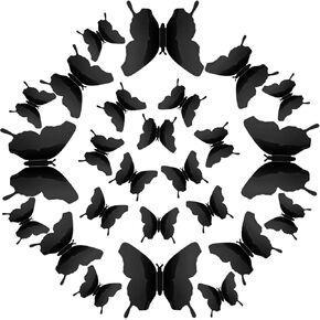 48 Pieces Butterfly Wall Decor DIY Mirror 3D Butterfly Stickers Removable Butterfly Decals for Home Nursery Classroom Bedroom Bathroom Living Room Decor (Black)