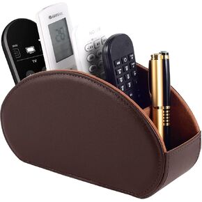 PU Leather Remote Control Holder 3 Slot Multifunctional Remote Control Storage Container/Caddy for TV Remote Phone Eyeglasses Desktop Organizer (Black) in Saudi Arabia