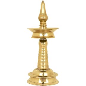 SATVIK 10 Inch 1 Step Standing Brass Metal Kerala Samai Diwali Deepak for Puja Traditional Panchmahal Pooja Deepam Diya Oil Lamp Kutthu Vilakku Dia Deepawali Indian Housewarming Return Gift Items