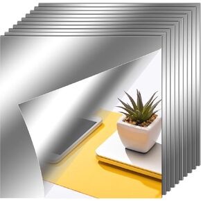 Flexible Mirror Sheets Self Adhesive Non Glass Mirror Tiles Stickers for Home Wall Decor(10 Pieces,6 x 9 Inches) in Saudi Arabia