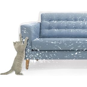 Plastic Couch Cover for Pets | Cat Scratching Protector Clawing Deterrent | Heavy Duty Water Resistant Thick Clear Vinyl | Sofa Slipover for Moving and Long Term Storage in Saudi Arabia