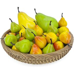Tenorbass الكمثرى الاصطناعية وهمية، الفواكه وهمية الكمثرى الخضراء فواكه الكمثرى الصفراء فواكه صغيرة لتزيين المنزل المطبخ - 1 كمثرى خضراء + 1 كمثرى صفراء + 15 كمثرى خضراء صغيرة + 15 كمثرى صفراء صغيرة in Kuwait