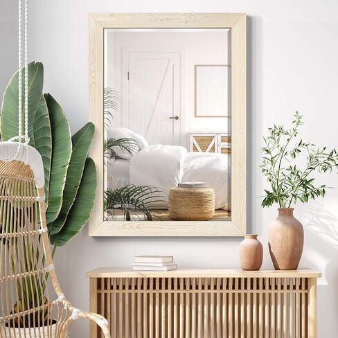 Black Rustic Mirror Rectangular Barnwood Framed Wall Mirror for Home Decor, Vertical or Horizontal Hanging, 41x29 in Saudi Arabia