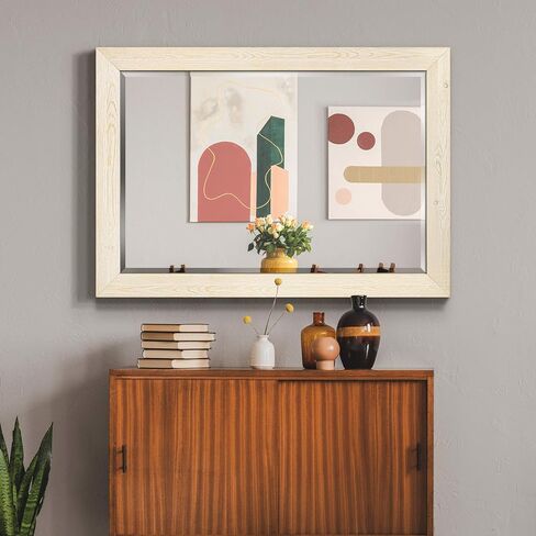 Black Rustic Mirror Rectangular Barnwood Framed Wall Mirror for Home Decor, Vertical or Horizontal Hanging, 41x29 in Saudi Arabia