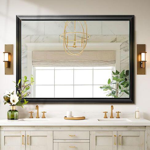 NicBex 72x36 Inch Bathroom Vanity Mirror, Aluminum Alloy Frame Wall Mounted Mirror for Bedroom Room, Dressing Room, Living Room, Hallway, Coffee Brown in Kuwait