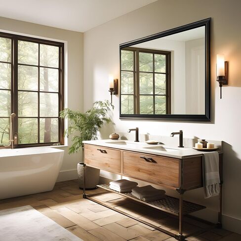 NicBex 72x36 Inch Bathroom Vanity Mirror, Aluminum Alloy Frame Wall Mounted Mirror for Bedroom Room, Dressing Room, Living Room, Hallway, Coffee Brown in Kuwait