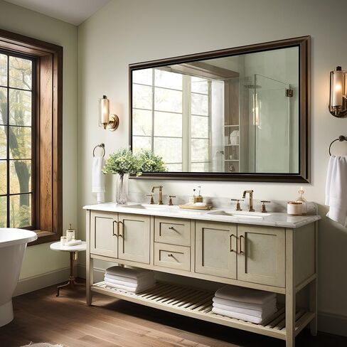 NicBex 72x36 Inch Bathroom Vanity Mirror, Aluminum Alloy Frame Wall Mounted Mirror for Bedroom Room, Dressing Room, Living Room, Hallway, Coffee Brown in Kuwait